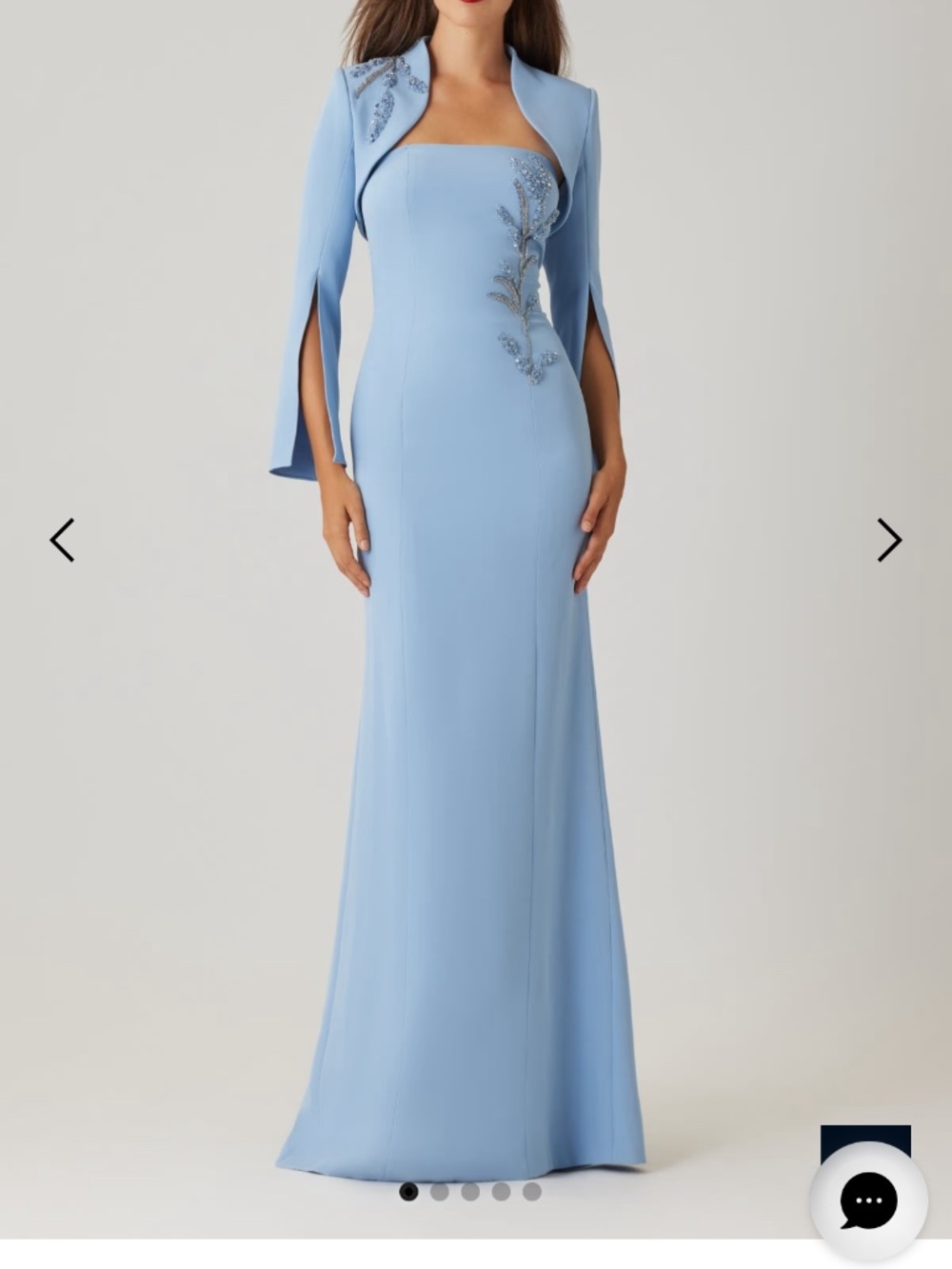 Teri Jon Crepe Bead Trim Bolero and strapless giwn